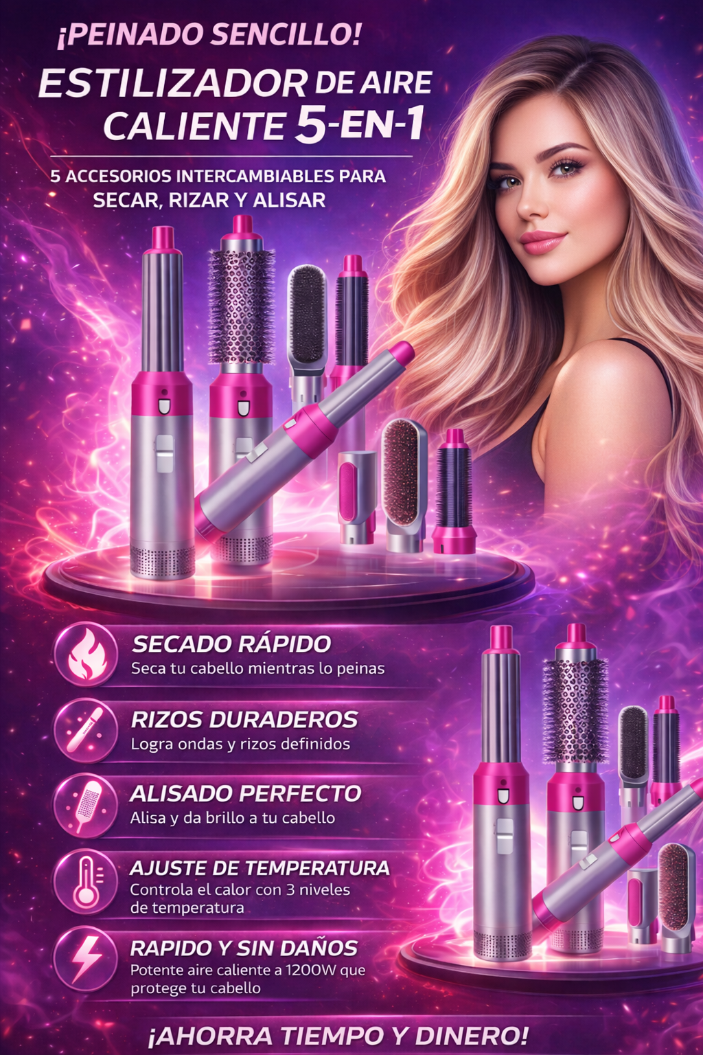 CEPILLO PARA EL CABELLO 5 EN 1